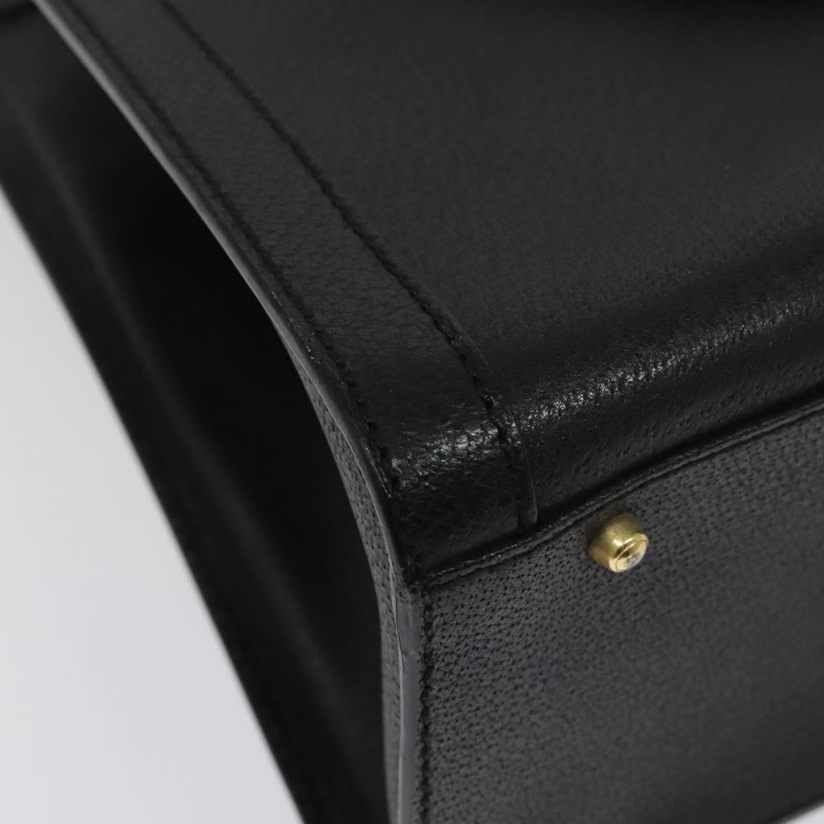 GUCCI Bamboo Hand Bag Leather Black Gold 002 1186 0260 Auth 137974