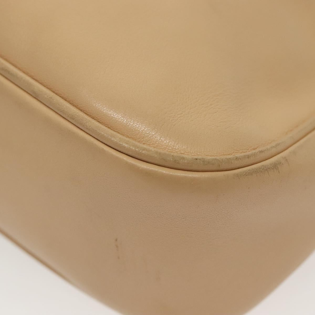 GUCCI Bamboo Shoulder Bag Leather Beige Silver 001 3865 Auth 137980