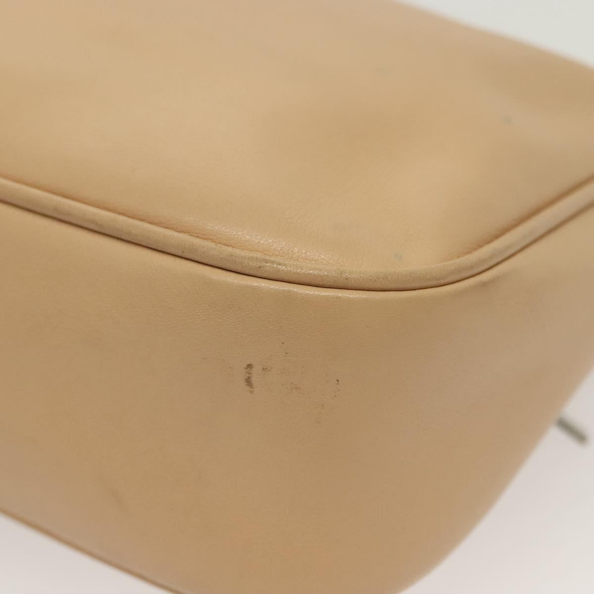 GUCCI Bamboo Shoulder Bag Leather Beige Silver 001 3865 Auth 137980