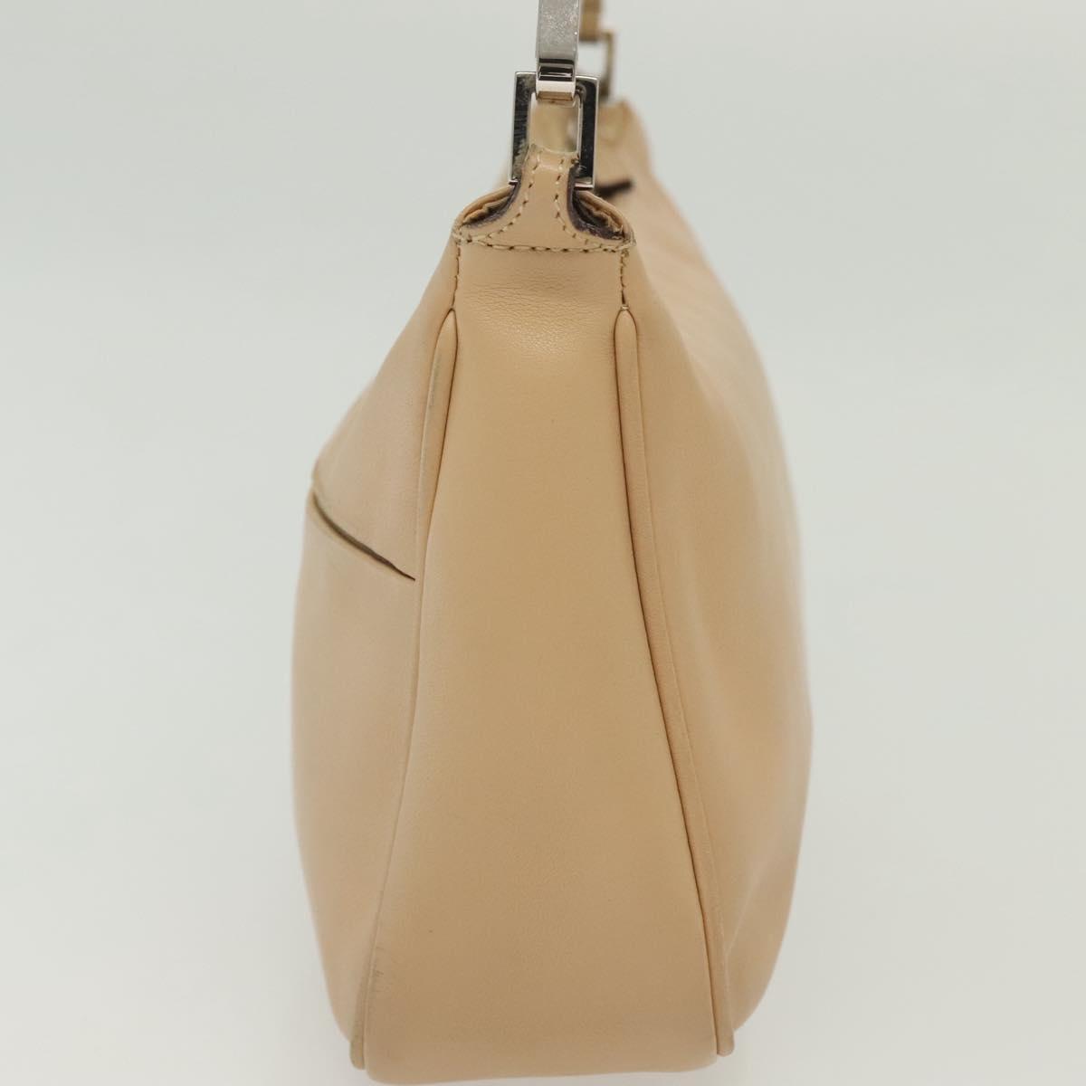 GUCCI Bamboo Shoulder Bag Leather Beige Silver 001 3865 Auth 137980