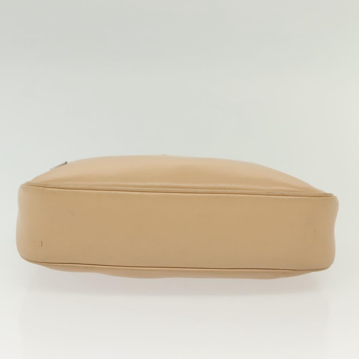 GUCCI Bamboo Shoulder Bag Leather Beige Silver 001 3865 Auth 137980