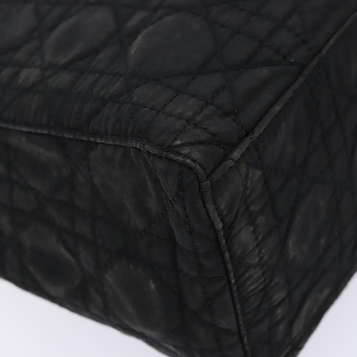 Christian Dior Canage Hand Bag Nylon Black Silver Auth 137984