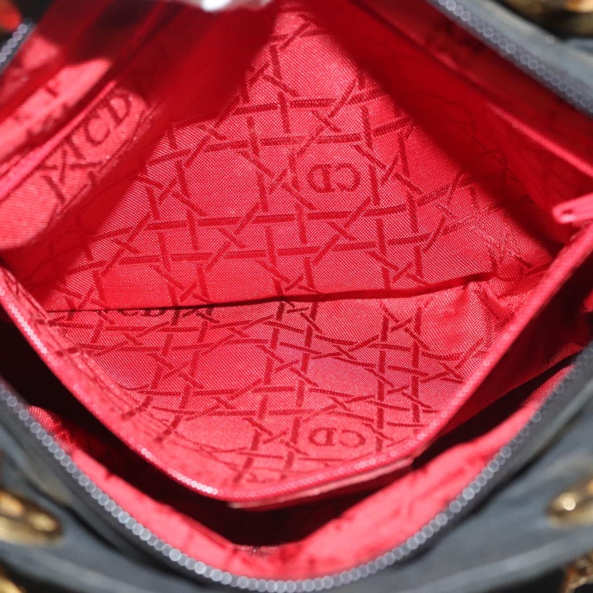Christian Dior Canage Hand Bag Nylon 2way Black Gold Auth 137985