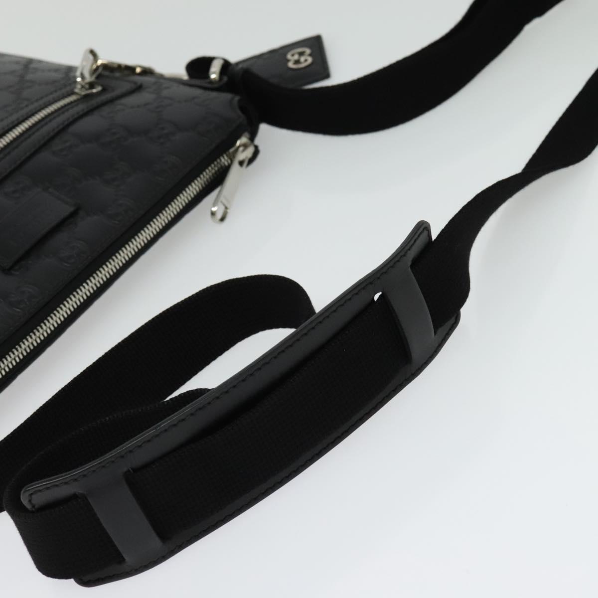 GUCCI GG Canvas Guccissima Shoulder Bag Leather Silver Black 406410 Auth 137990