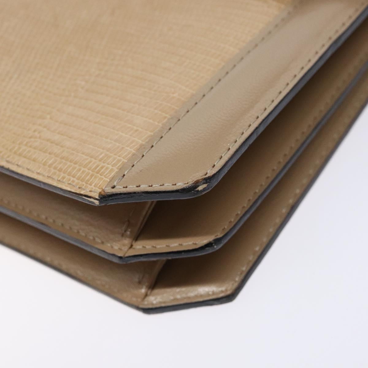 SAINT LAURENT Embossing Shoulder Bag Leather Beige Gold Auth 137993