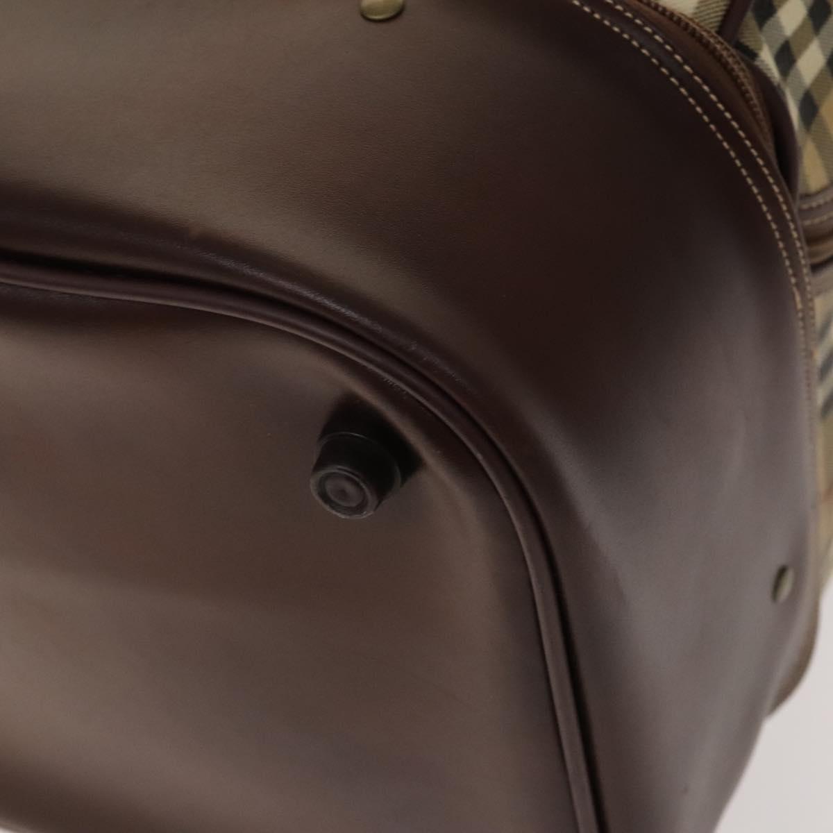 Burberrys Nova Check Boston Bag PVC Beige Gold Auth 137994