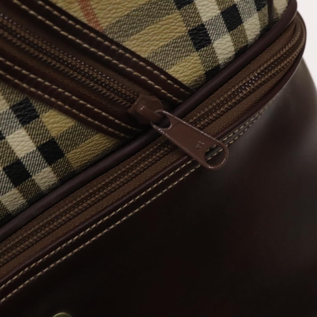Burberrys Nova Check Boston Bag PVC Beige Gold Auth 137994
