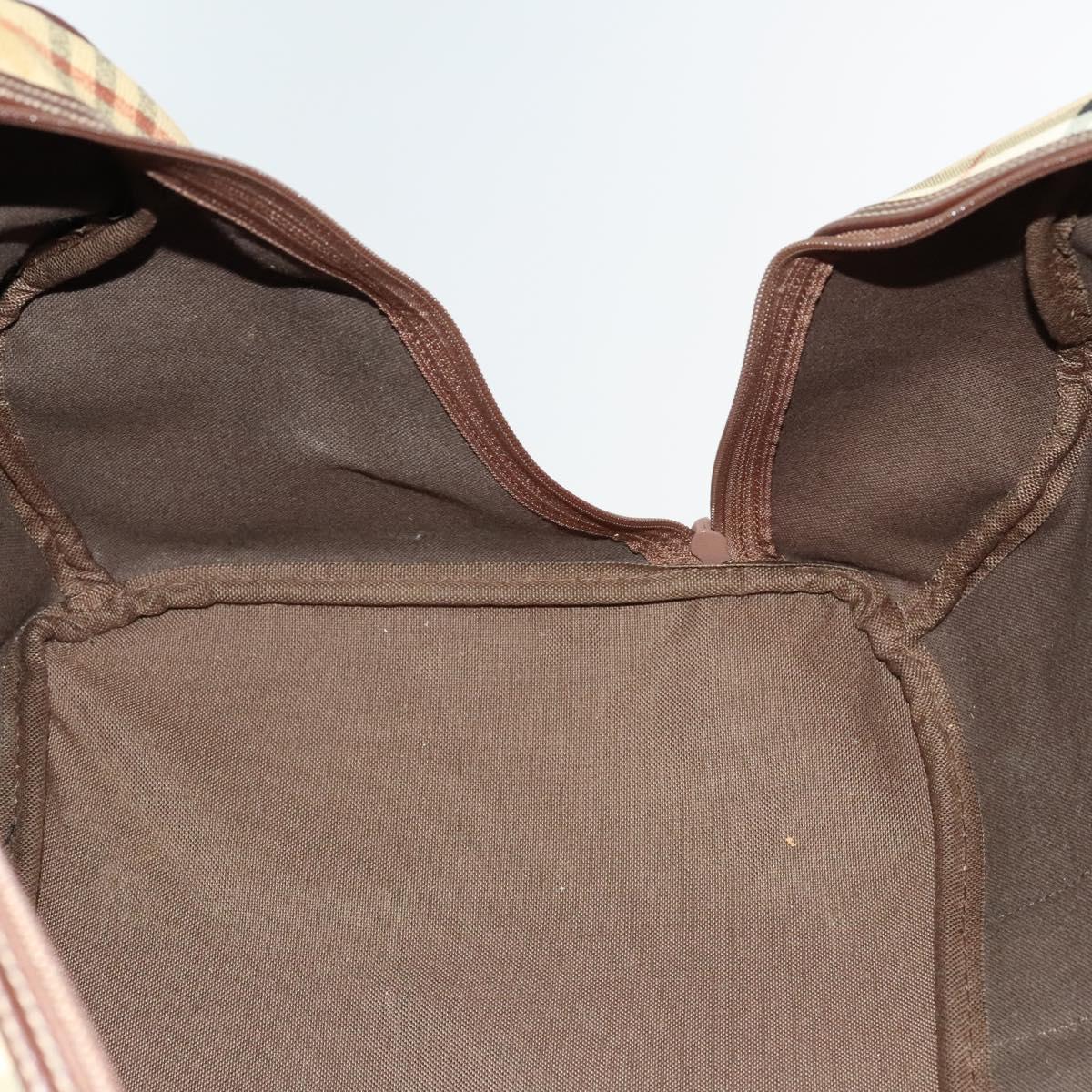 Burberrys Nova Check Boston Bag PVC Beige Gold Auth 137994