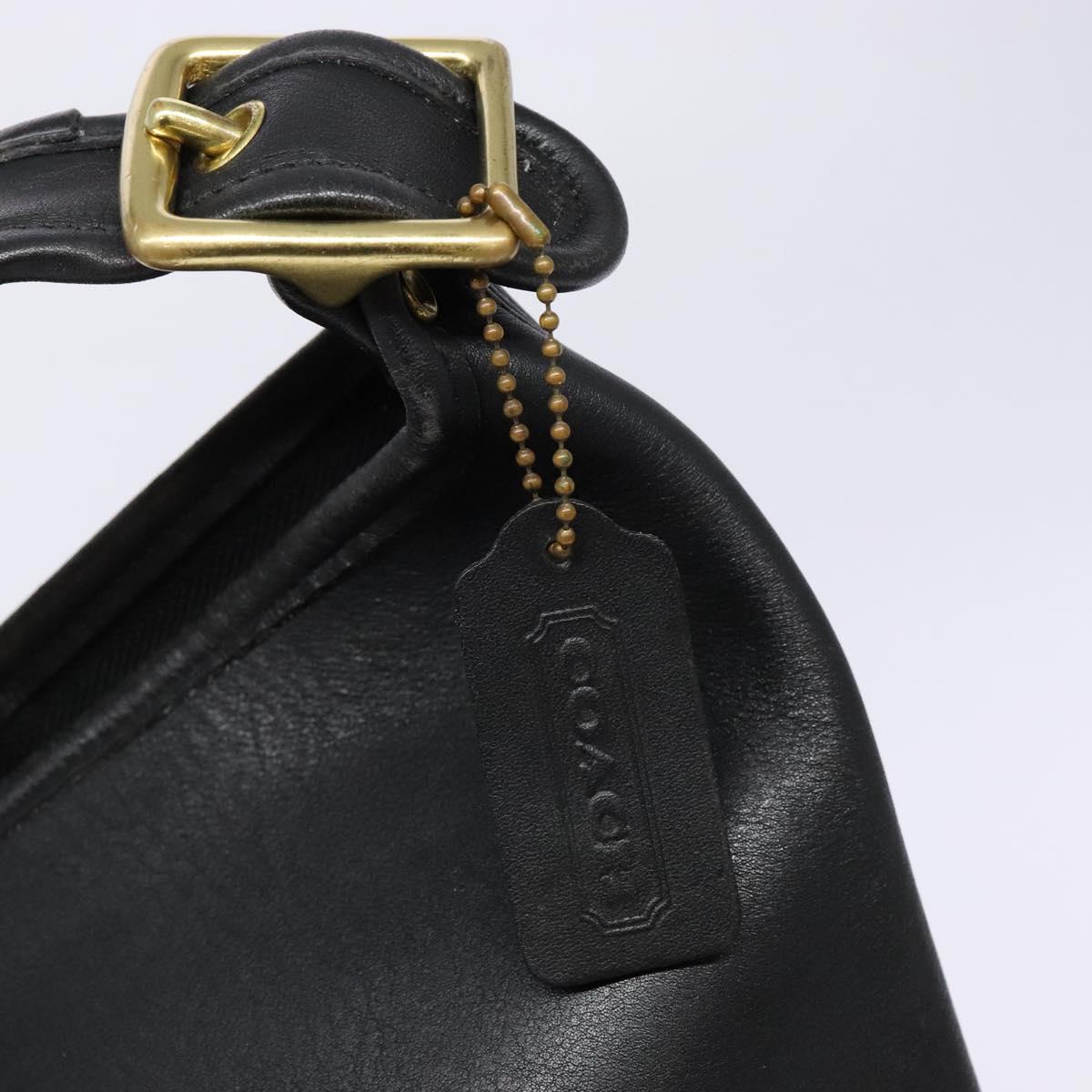 Coach Shoulder Bag Leather Black Gold Auth 137996