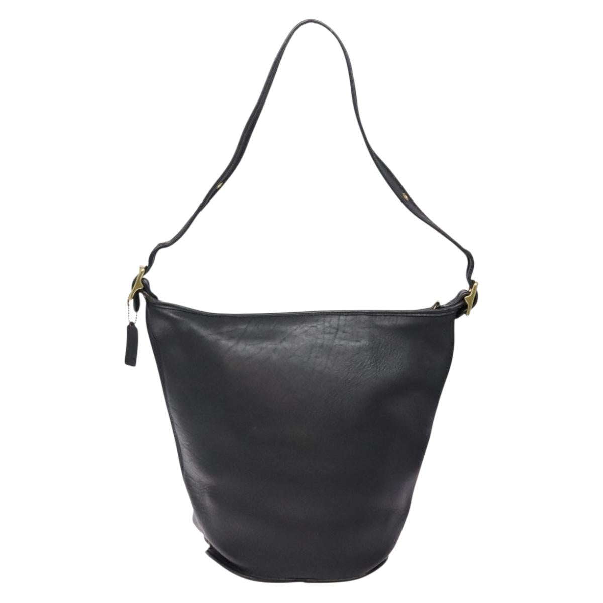 Coach Shoulder Bag Leather Black Gold Auth 137996