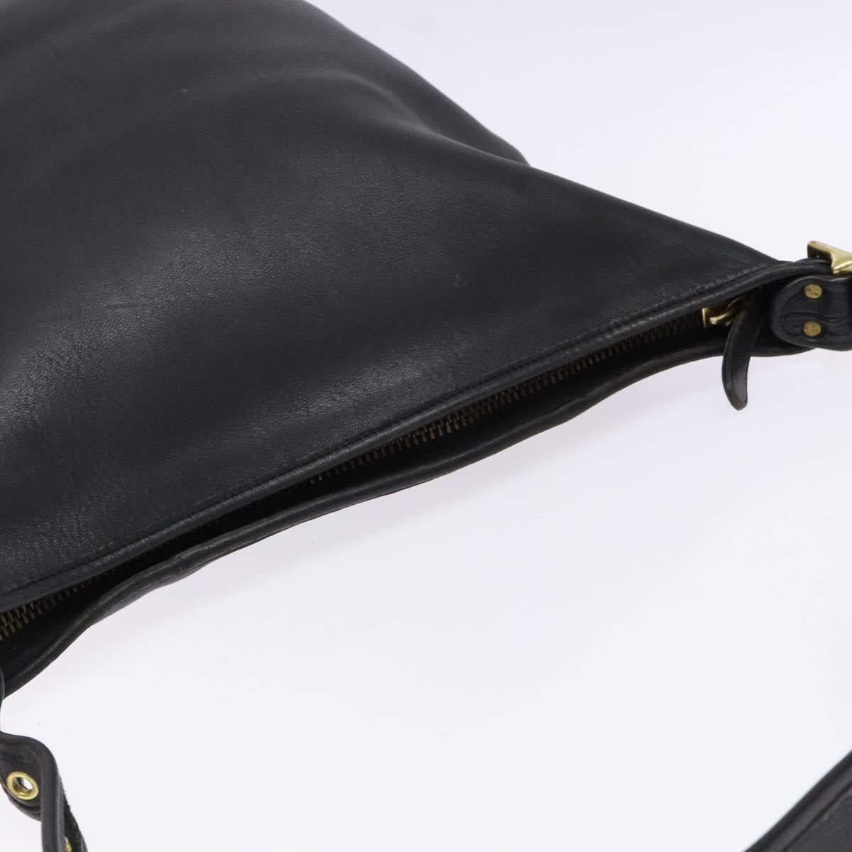 Coach Shoulder Bag Leather Black Gold Auth 137996