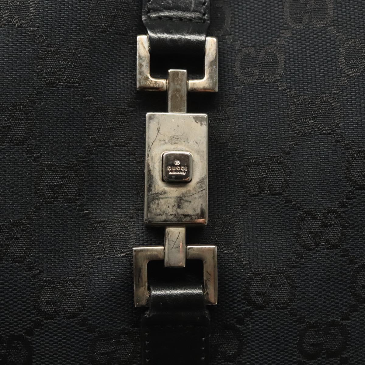 GUCCI GG Canvas Jackie Shoulder Bag Black Silver 001 3346 Auth 137999