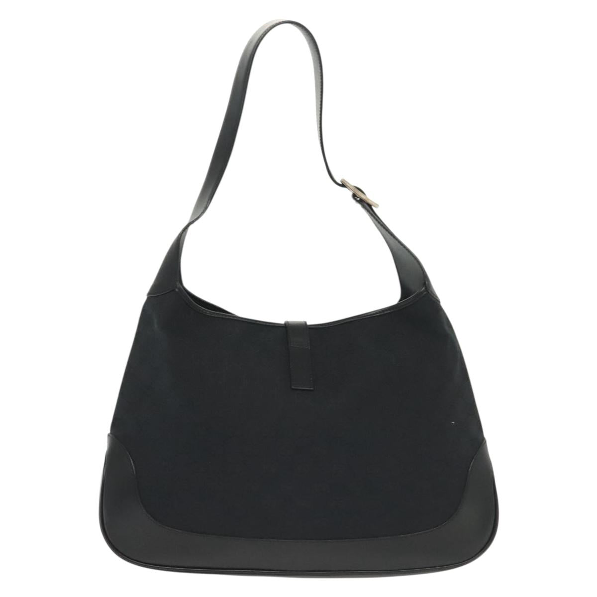 GUCCI GG Canvas Jackie Shoulder Bag Black Silver 001 3346 Auth 137999