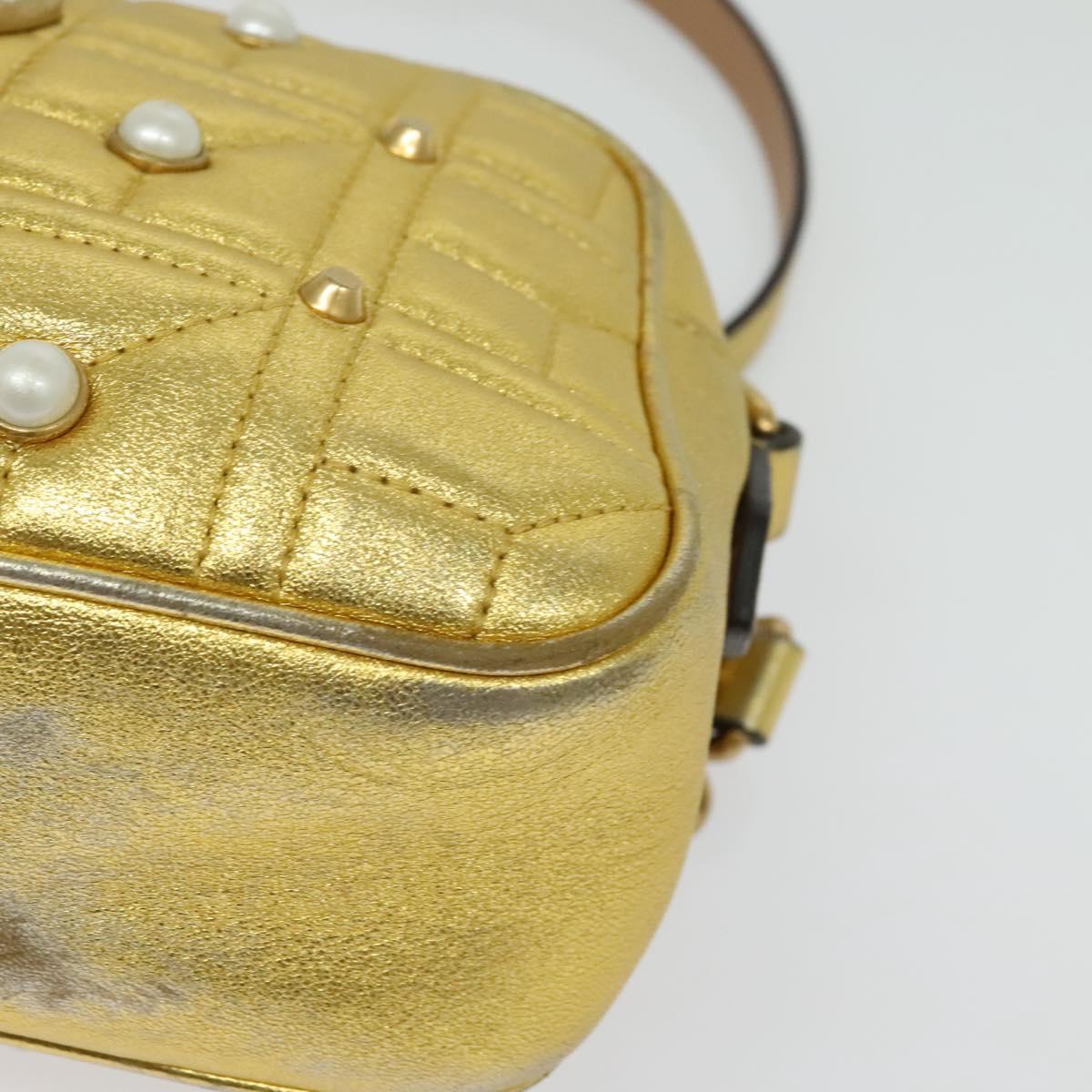 GUCCI GG Marmont Small Camera bag Chain Bag Leather Gold 447632 Auth 138001