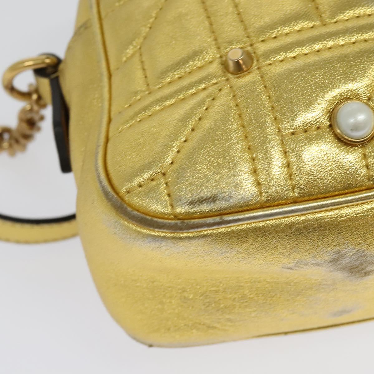 GUCCI GG Marmont Small Camera bag Chain Bag Leather Gold 447632 Auth 138001V