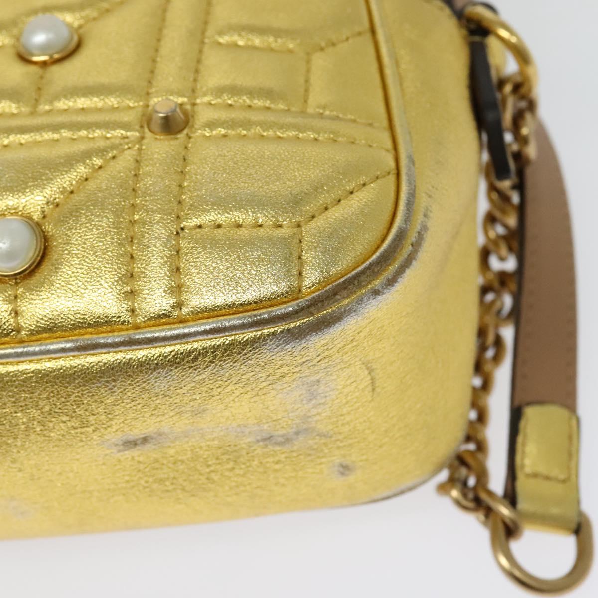 GUCCI GG Marmont Small Camera bag Chain Bag Leather Gold 447632 Auth 138001