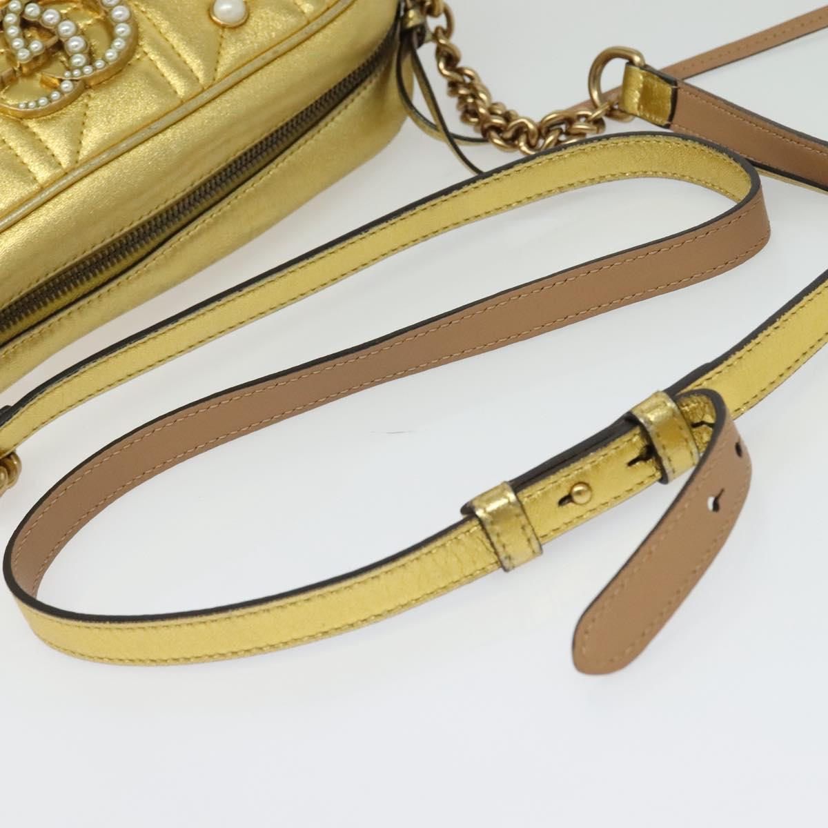 GUCCI GG Marmont Small Camera bag Chain Bag Leather Gold 447632 Auth 138001V