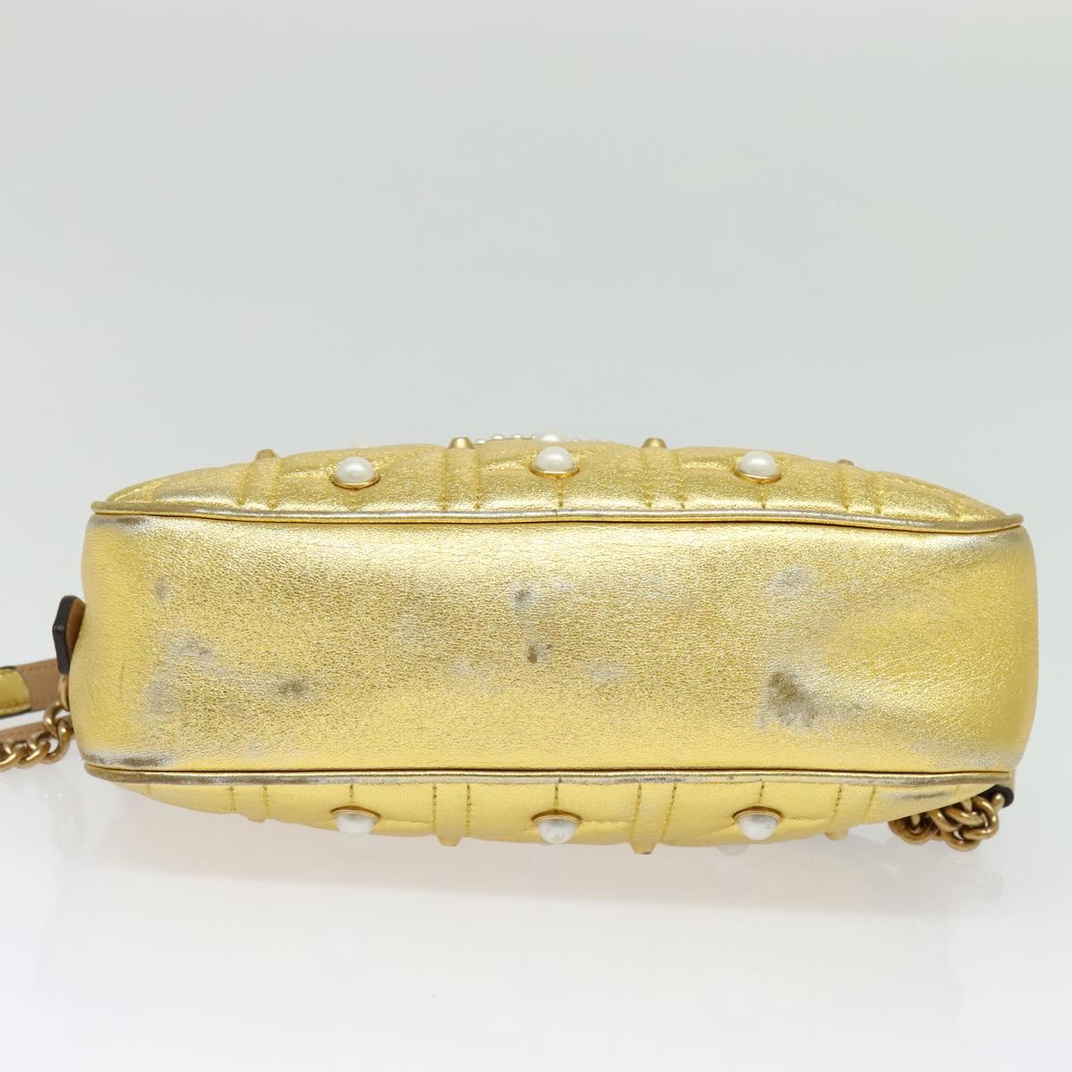 GUCCI GG Marmont Small Camera bag Chain Bag Leather Gold 447632 Auth 138001
