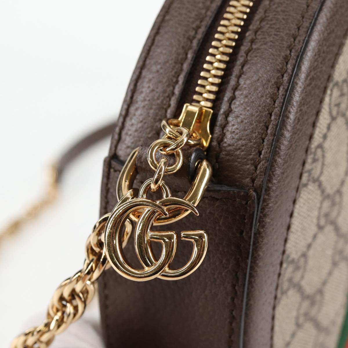 GUCCI GG Supreme Ophidia Chain Web Sherry Line Bag PVC Beige 550618 Auth 138002A