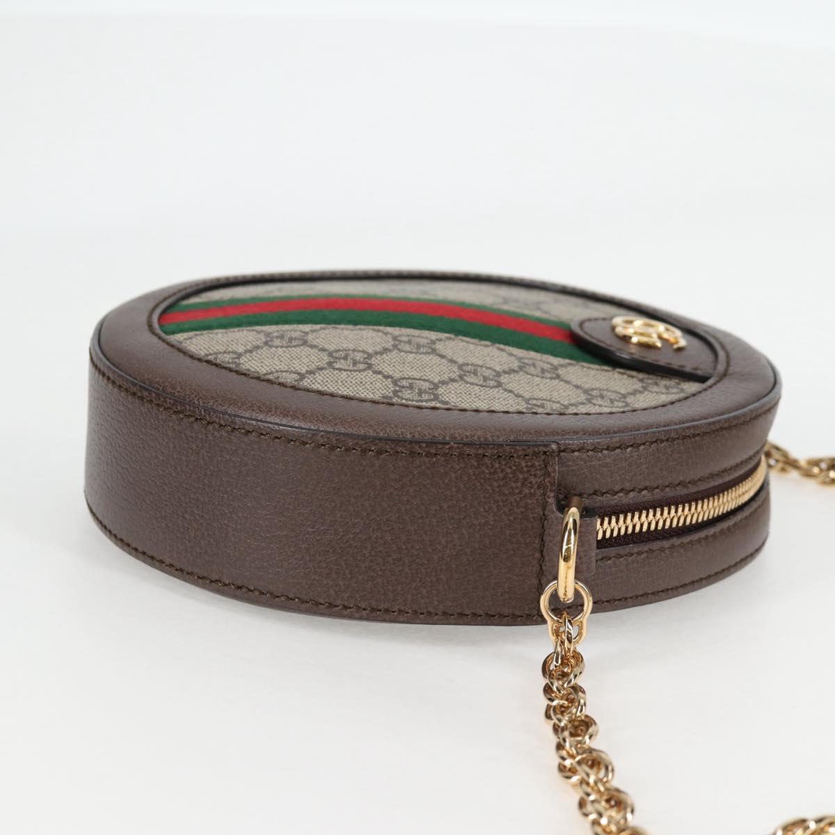 GUCCI GG Supreme Ophidia Chain Web Sherry Line Bag PVC Beige 550618 Auth 138002A