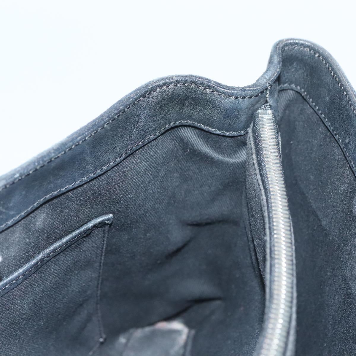 CELINE C Macadam Canvas Hand Bag Suede Black Silver Auth 138004