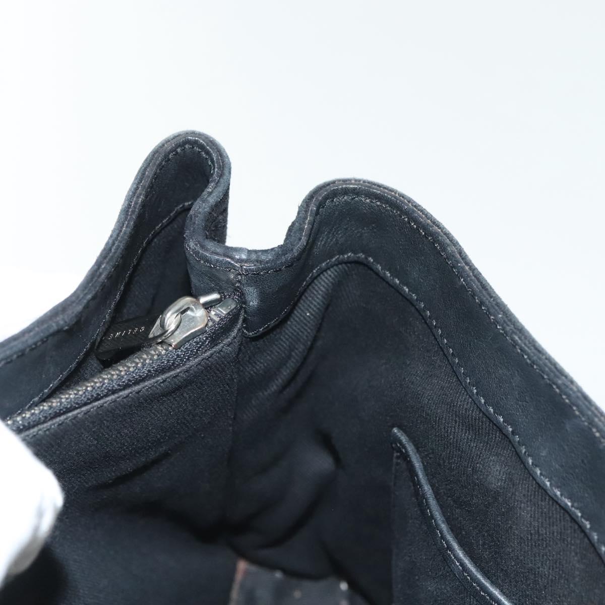 CELINE C Macadam Canvas Hand Bag Suede Black Silver Auth 138004