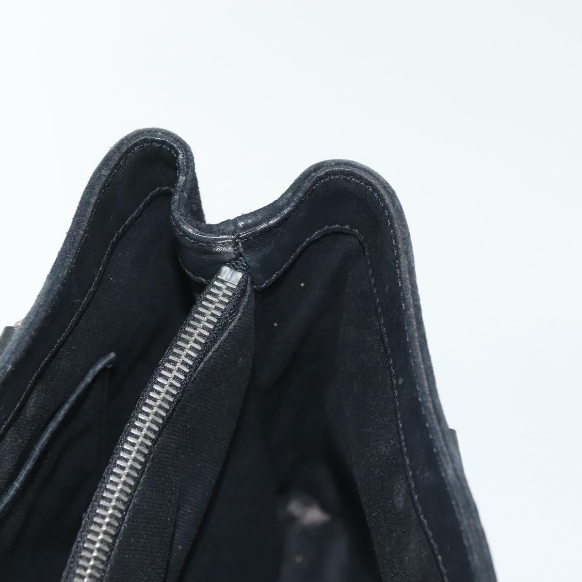 CELINE C Macadam Canvas Hand Bag Suede Black Silver Auth 138004