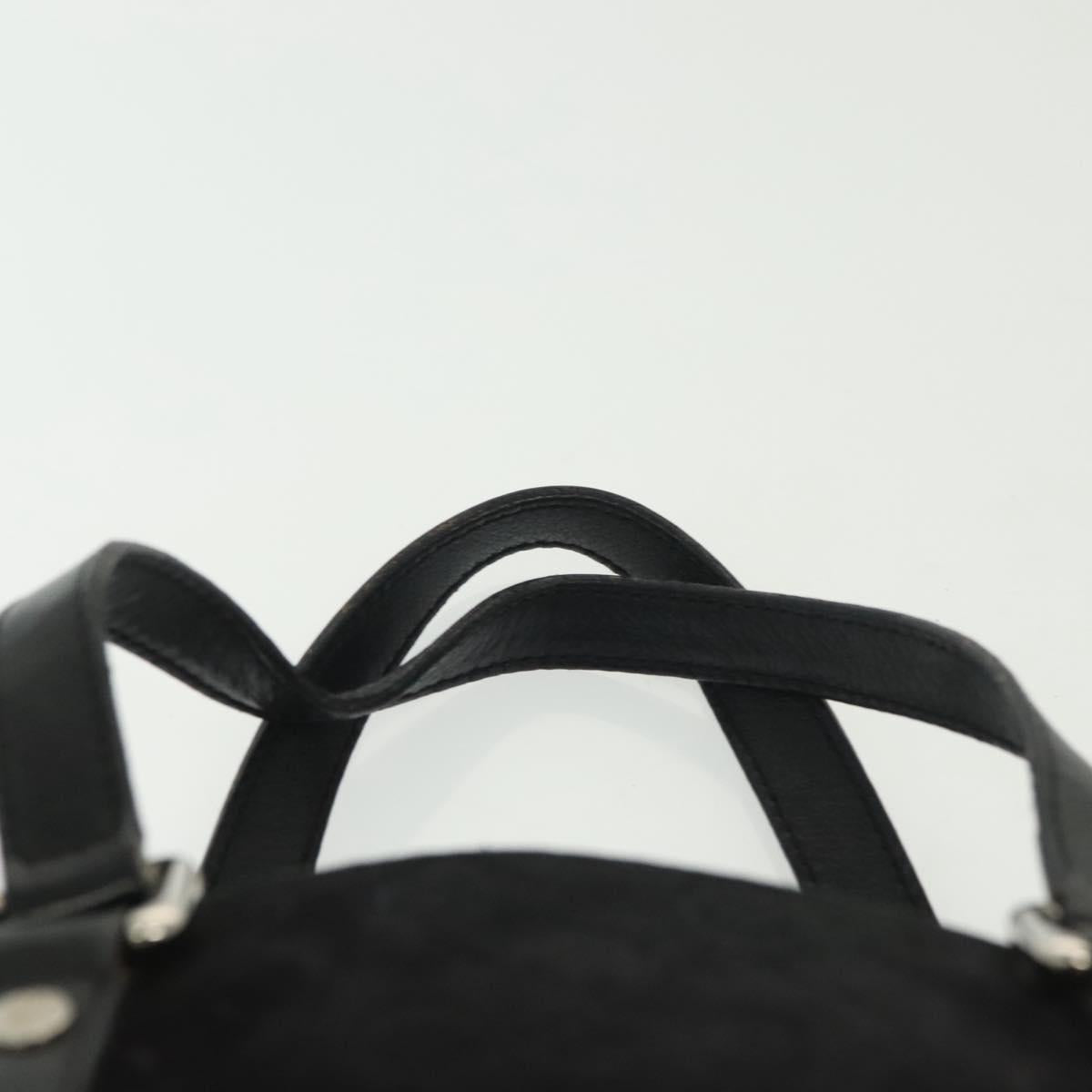 CELINE C Macadam Canvas Hand Bag Suede Black Silver Auth 138004