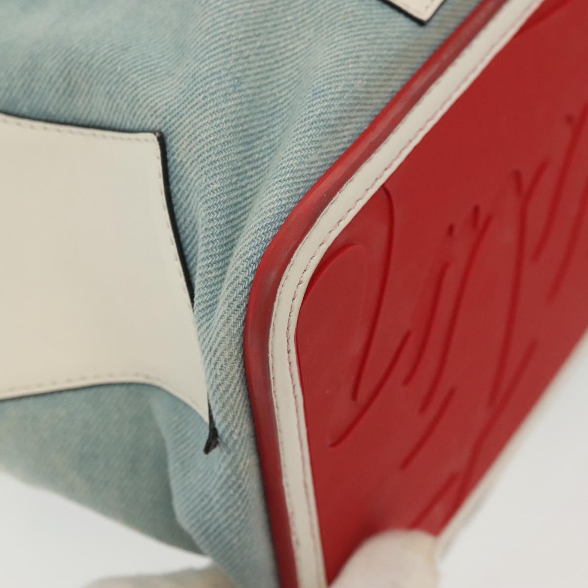 Christian Louboutin Studs Cabata Tote Bag Denim Light Blue Silver Auth 138019