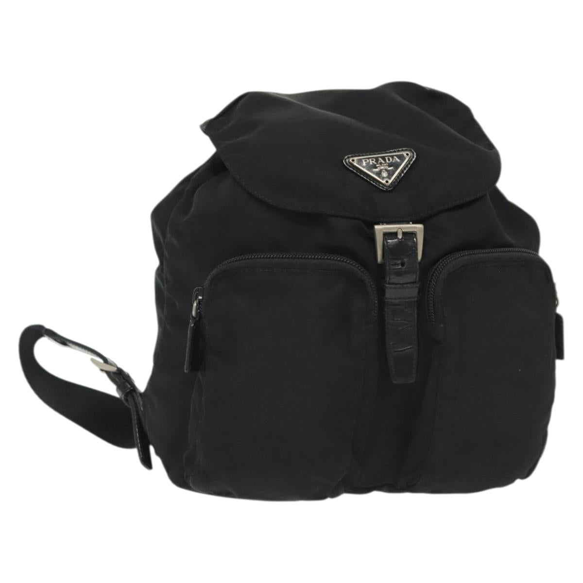 PRADA Backpack Nylon Black Silver Auth 138031
