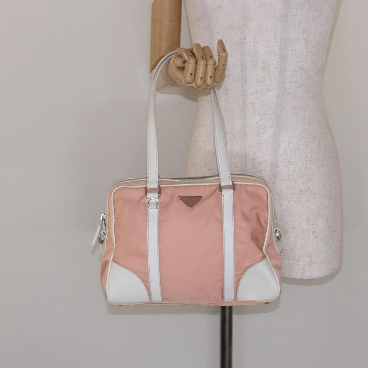 PRADA Shoulder Bag Nylon Pink Silver Auth 138032