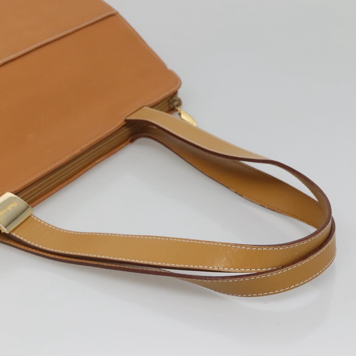 Burberrys Tote Bag Leather Brown Gold Auth 138055