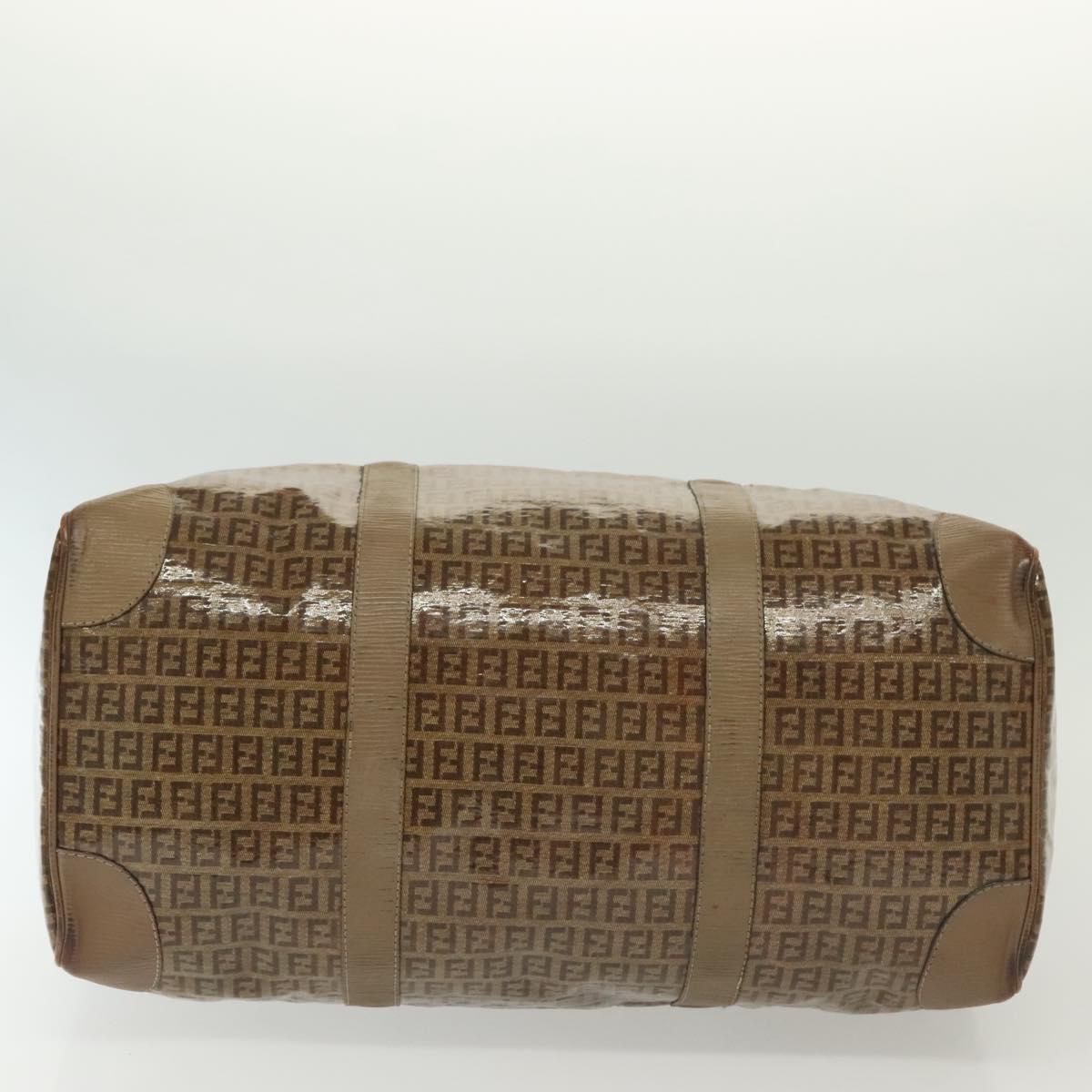 FENDI Zucchino Canvas Boston Bag Coated Canvas Vintage Brown Auth 138057