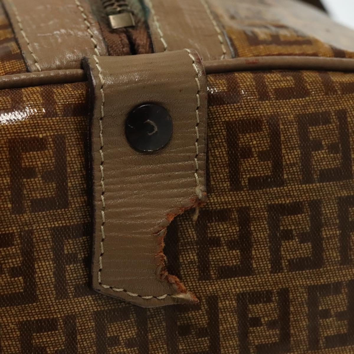 FENDI Zucchino Canvas Boston Bag Coated Canvas Vintage Brown Auth 138057