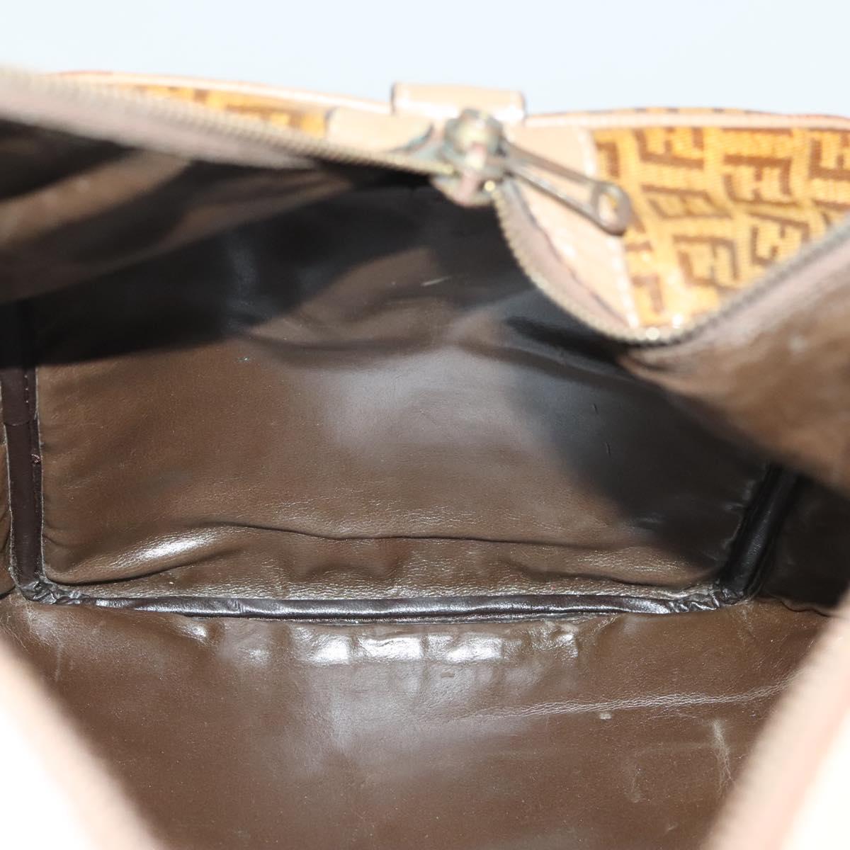FENDI Zucchino Canvas Boston Bag Coated Canvas Vintage Brown Auth 138057