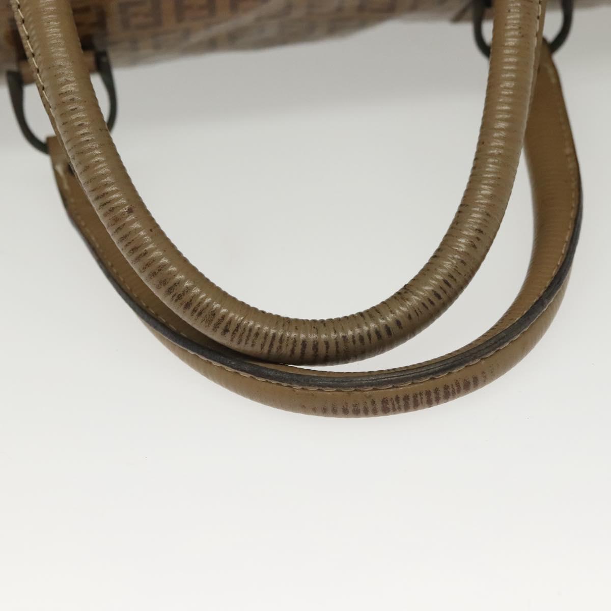 FENDI Zucchino Canvas Boston Bag Coated Canvas Vintage Brown Auth 138057