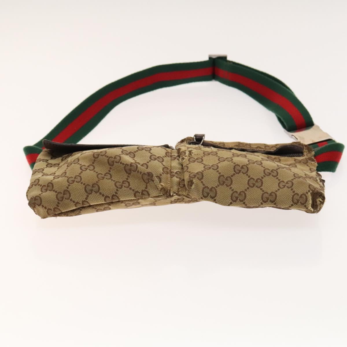 GUCCI GG Canvas Web Sherry Line Tote Bag 2Set Beige Red Green Auth 138062