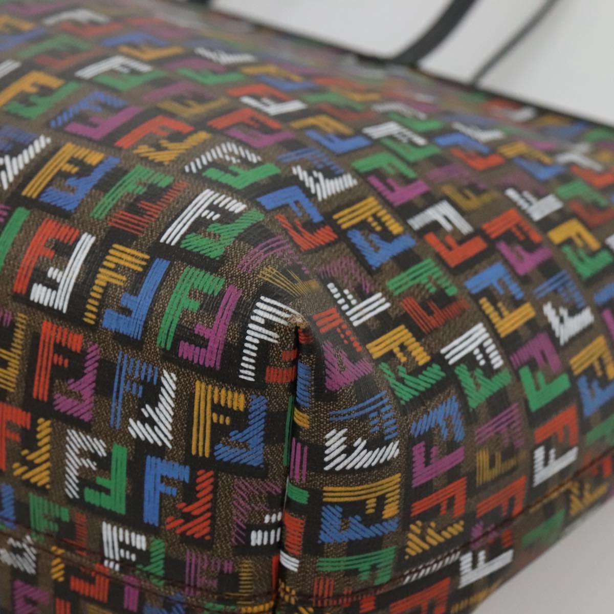 FENDI Zucchino Canvas Tote Bag Multicolor Gold Auth 138069V