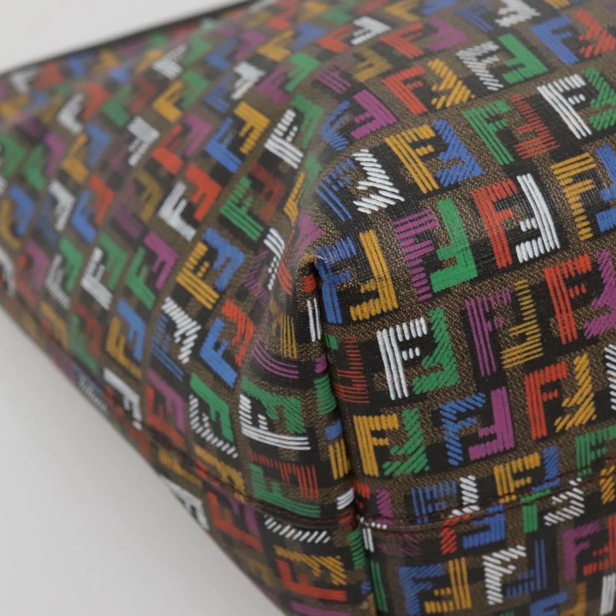 FENDI Zucchino Canvas Tote Bag Multicolor Gold Auth 138069V