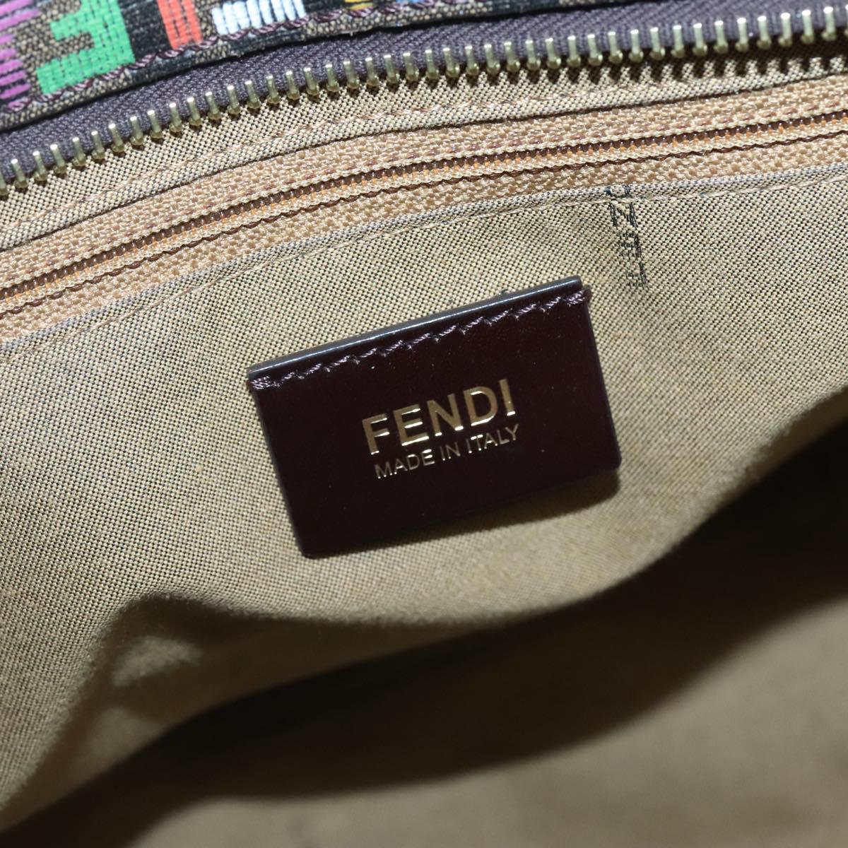 FENDI Zucchino Canvas Tote Bag Multicolor Gold Auth 138069V
