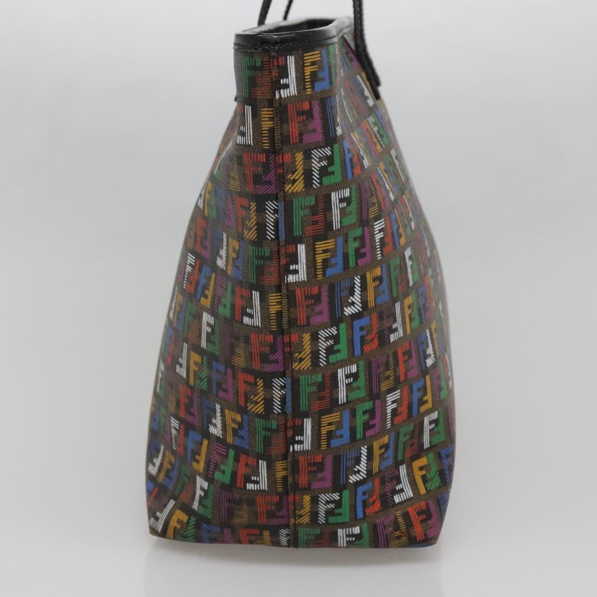 FENDI Zucchino Canvas Tote Bag Multicolor Gold Auth 138069V