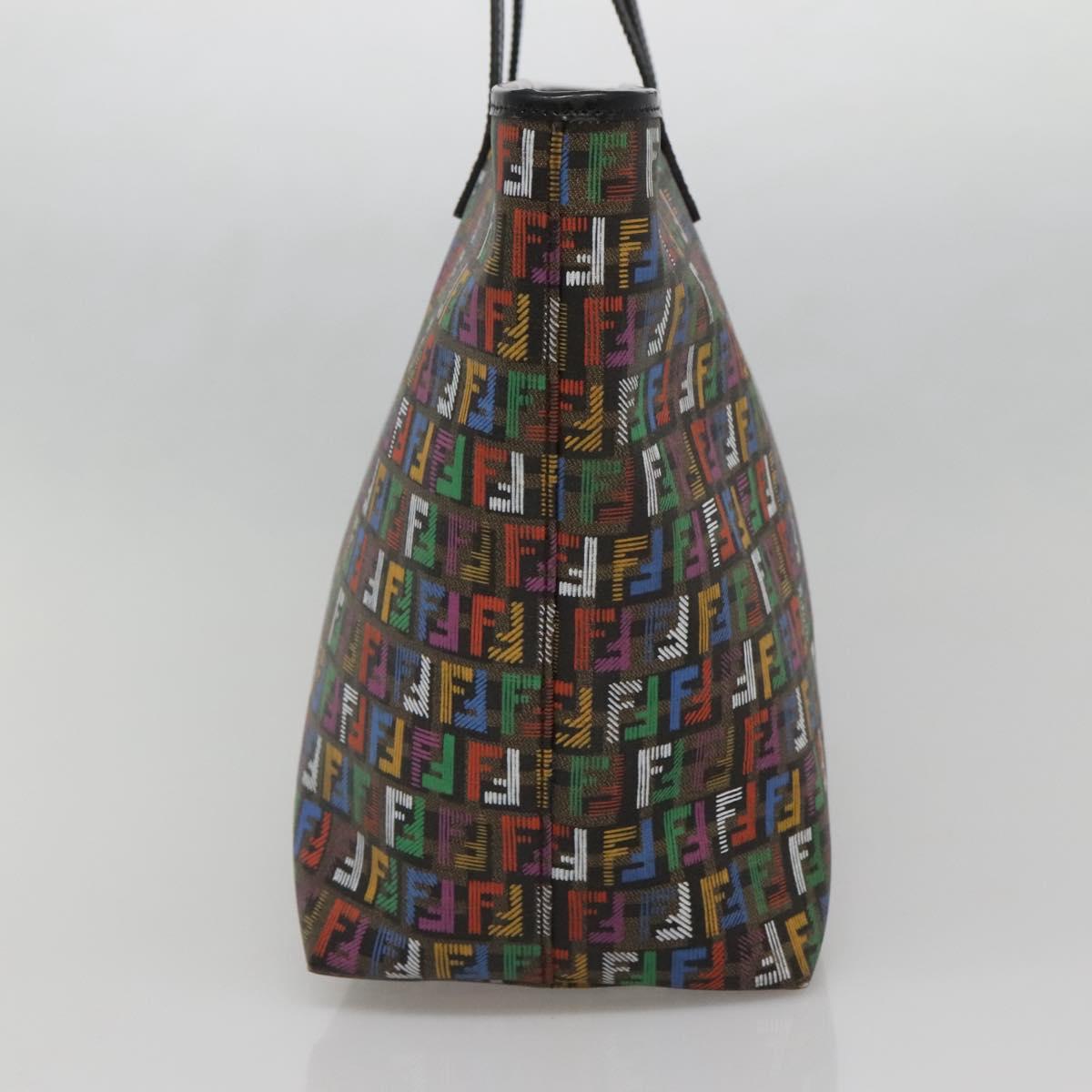 FENDI Zucchino Canvas Tote Bag Multicolor Gold Auth 138069V