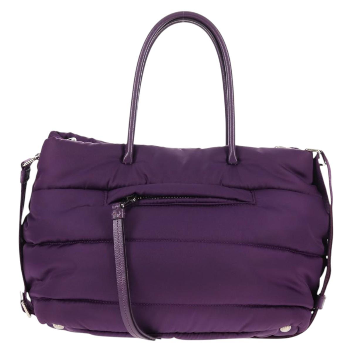 PRADA Hand Bag Nylon 2way Purple Gold Auth 138073M
