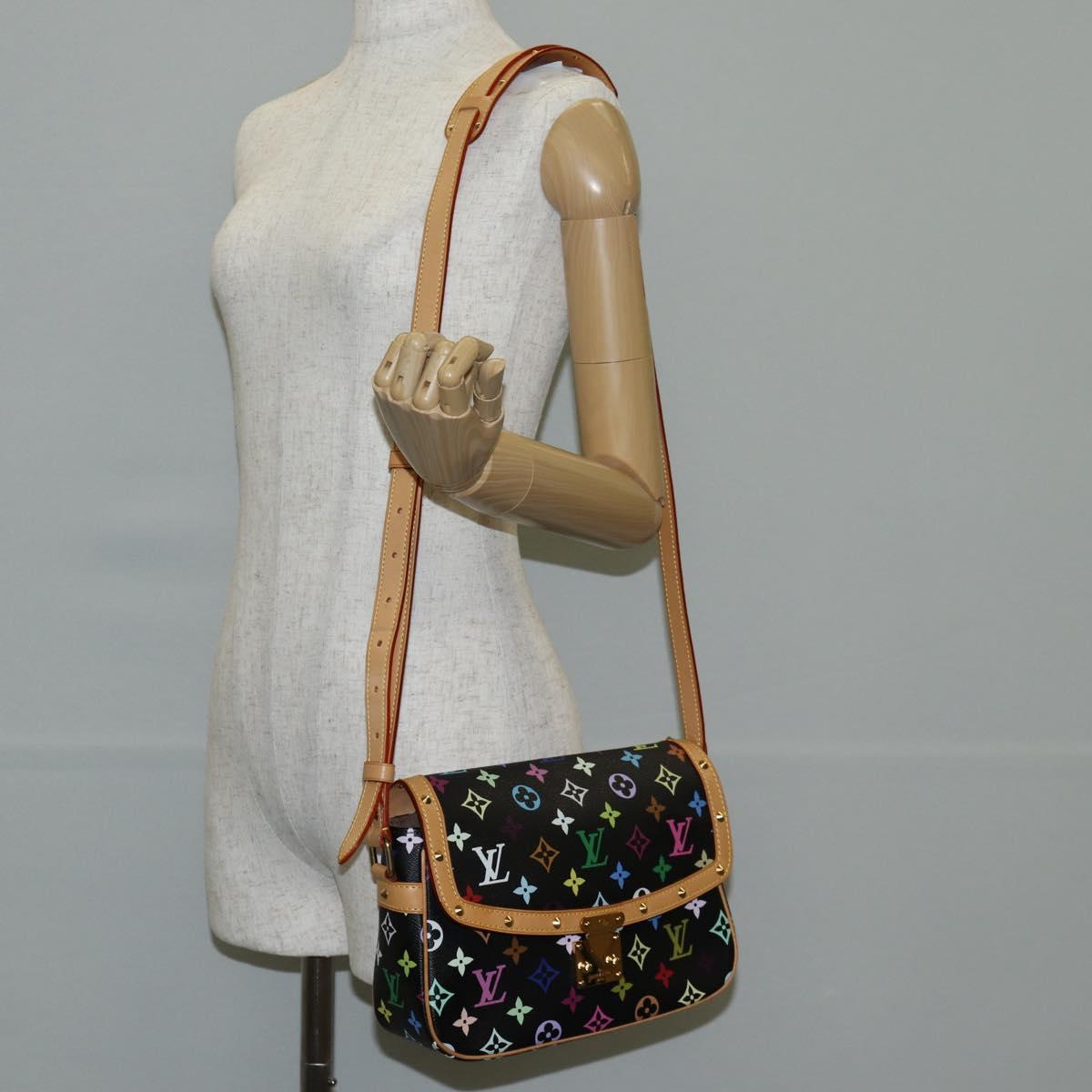 LOUIS VUITTON Monogram Multicolor Sologne Shoulder Bag Black M92639 Auth 138075V