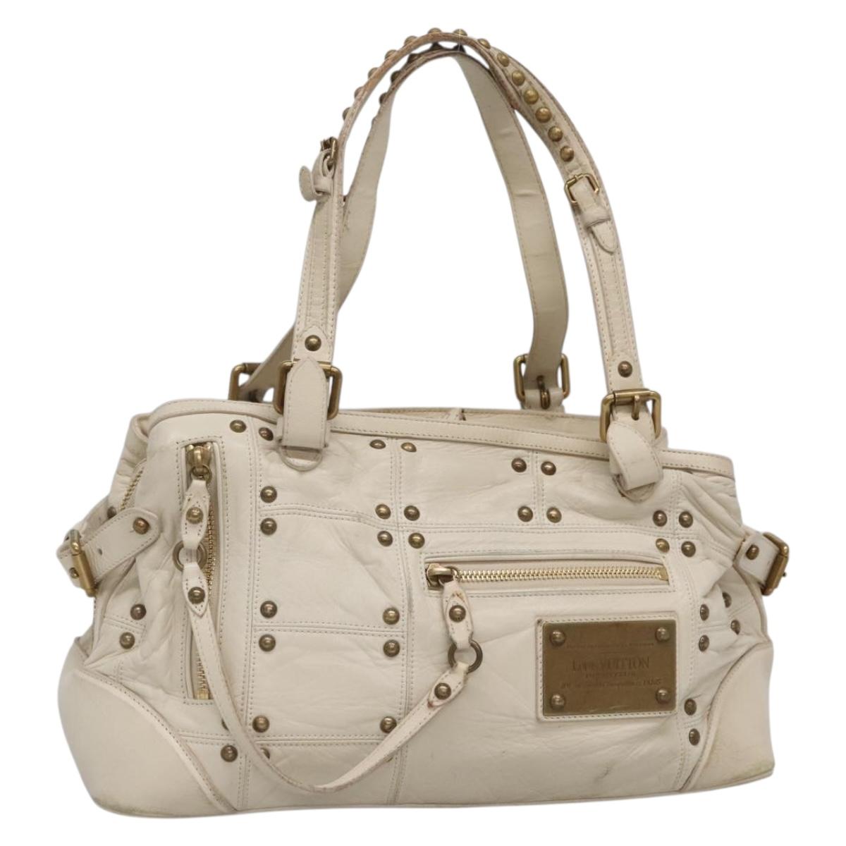 LOUIS VUITTON Rivette Hand Bag Leather White Ecru M95345 LV Auth 138104
