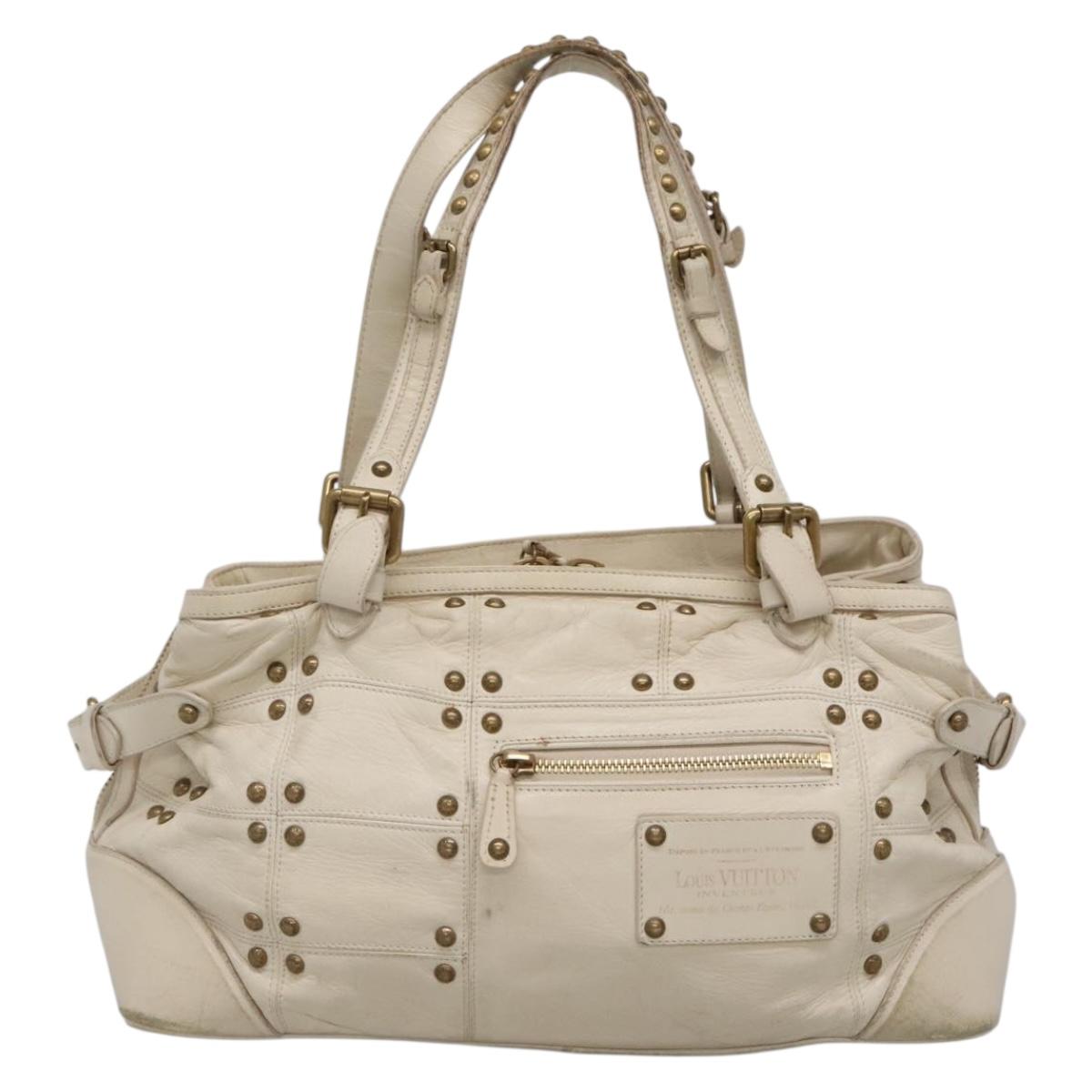 LOUIS VUITTON Rivette Hand Bag Leather White Ecru M95345 LV Auth 138104