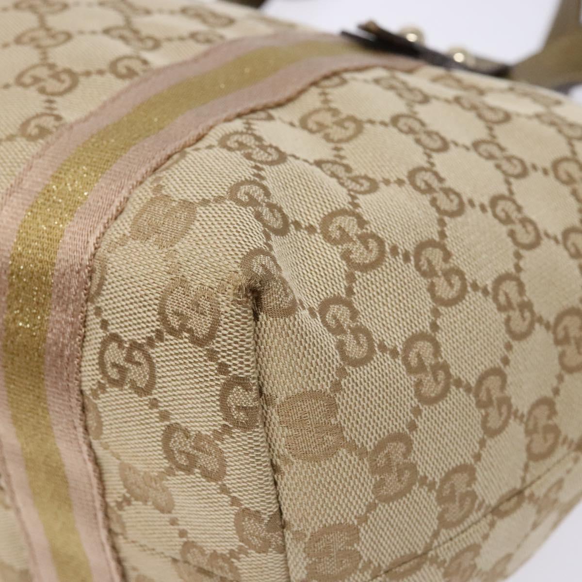 GUCCI GG Canvas Sherry Line Tote Bag Beige Gold 137396 Auth 138114