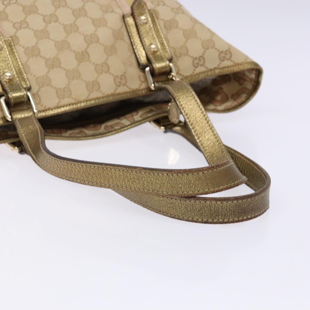 GUCCI GG Canvas Sherry Line Tote Bag Beige Gold 137396 Auth 138114