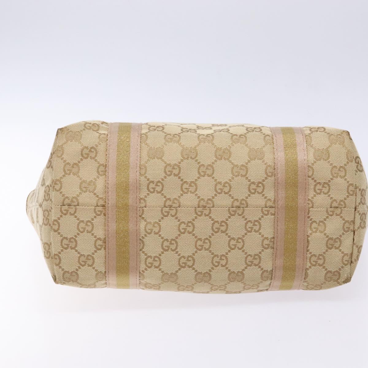 GUCCI GG Canvas Sherry Line Tote Bag Beige Gold 137396 Auth 138114
