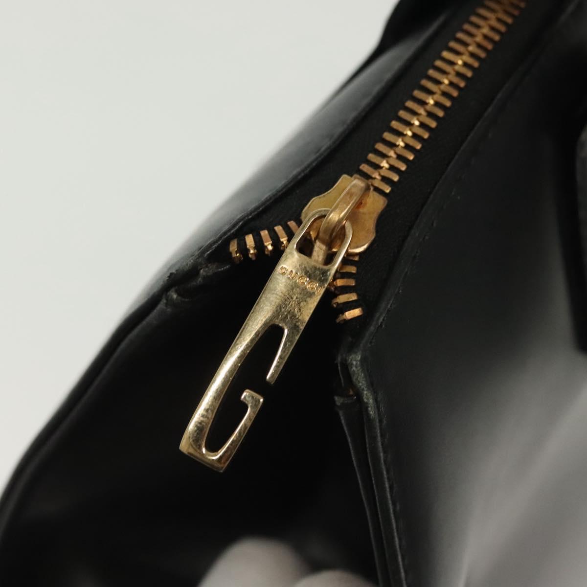 GUCCI Tote Bag Leather Gold Black 000 2058 0569 0 Auth 138115